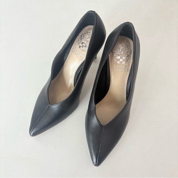 Vince Camuto Setenda Pump Black Leather 3.5” Heels Shoes Women’s 5 M New No Box - Picture 1 of 10